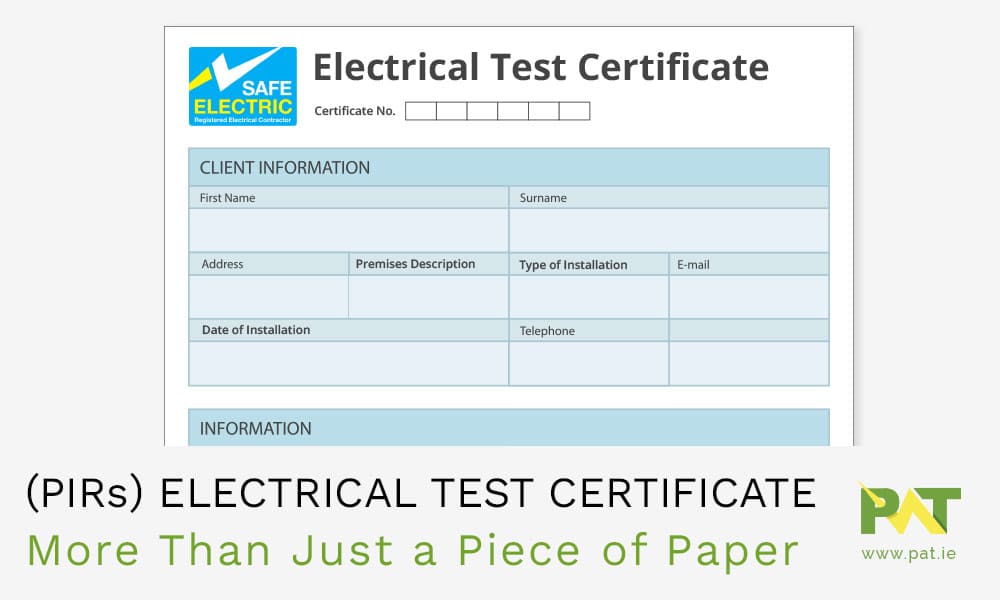 Electrical Test Certificate - PAT Group Ireland